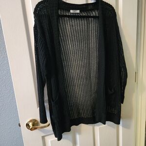 Elegant Black Open-Knit Cardigan